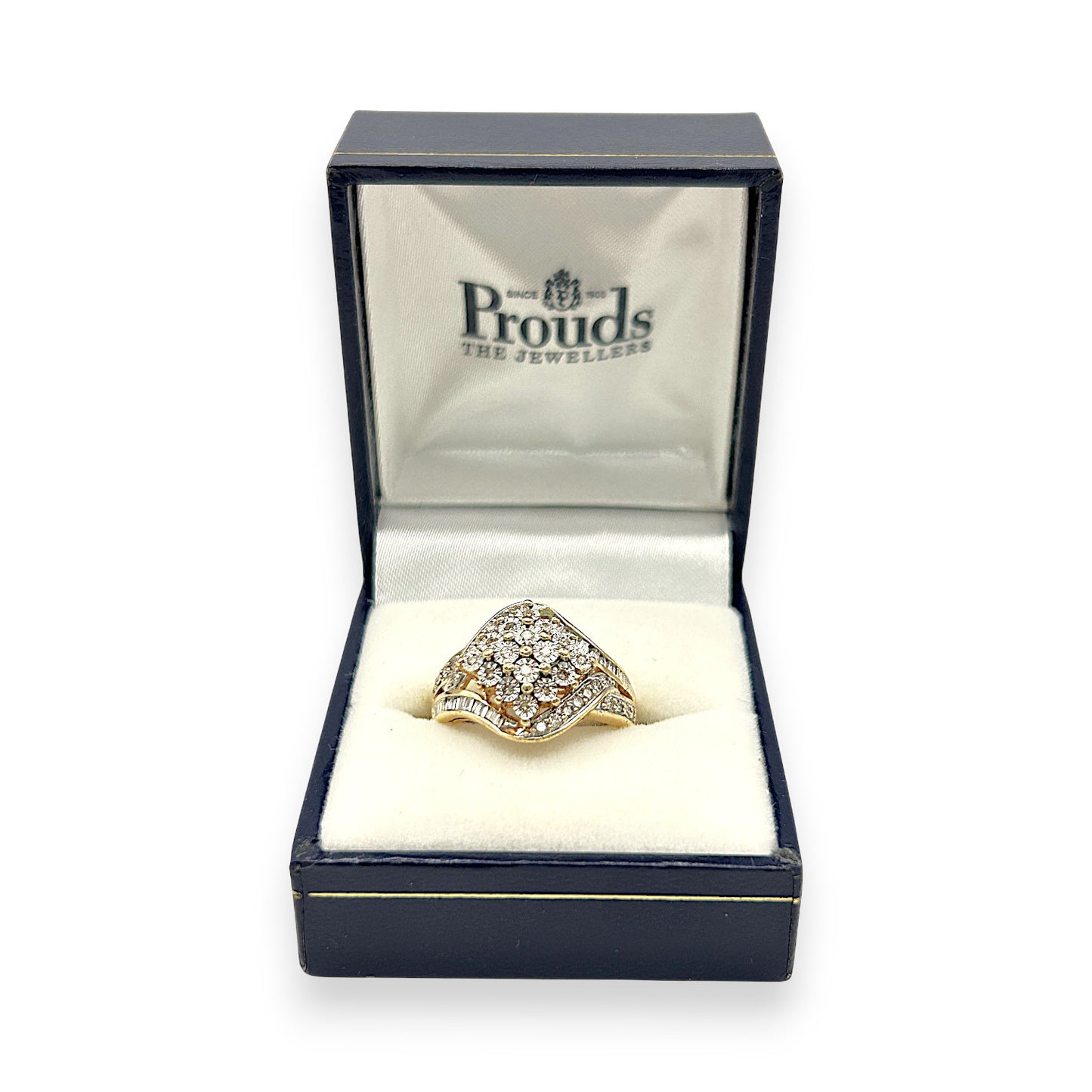GOLD DEAL | 9kt Gold PROUNDS Radiance Cluster Ring Valuation $2,700