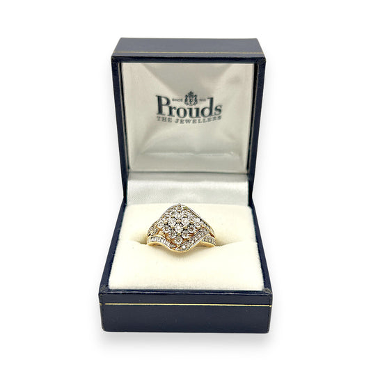 GOLD DEAL | 9kt Gold PROUNDS Radiance Cluster Ring Valuation $2,700