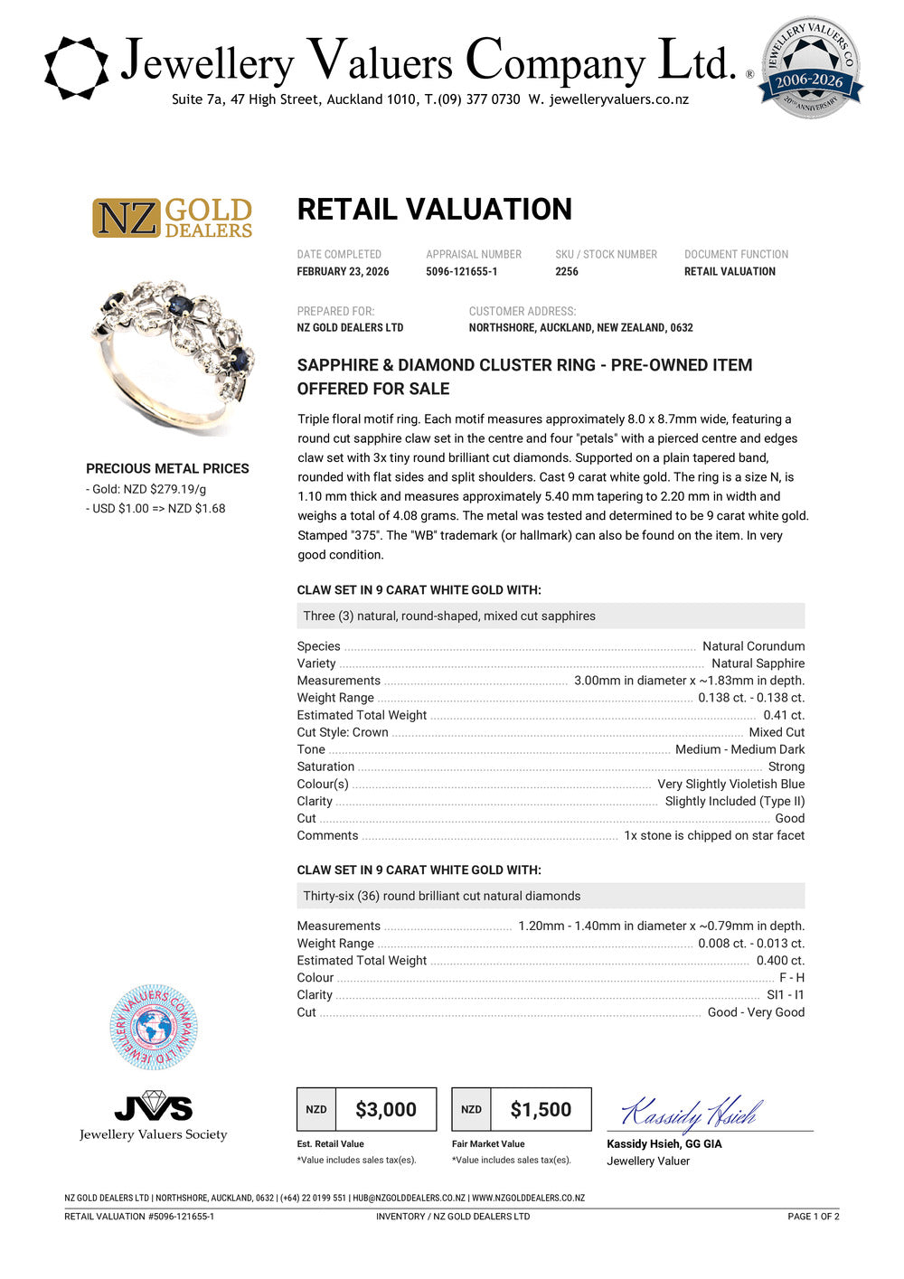 GOLD DEAL | 9kt Gold Starlit Sapphire Bouquet Ring Valuation $3,000