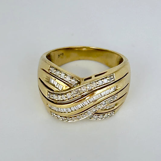 GOLD DEAL | 9kt Gold Refurbished Diamond Wave Ring Valuation $2,800