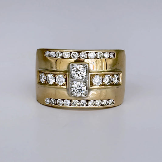 XMAS DEAL | 9kt Gold Ring Diamond Statement Ring TDW 1.44ct.Valuation $10,200