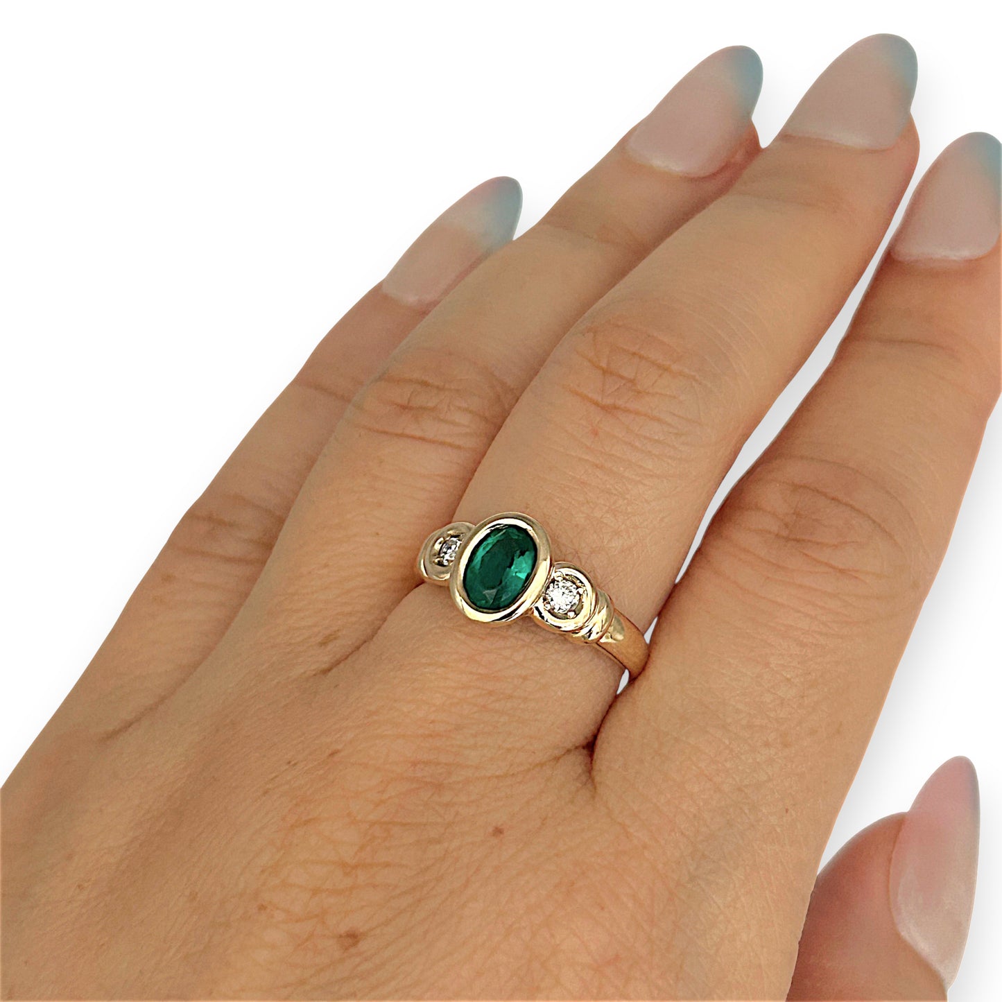 GOLD DEAL | 9kt Gold Emerald Dawn Trilogy Ring