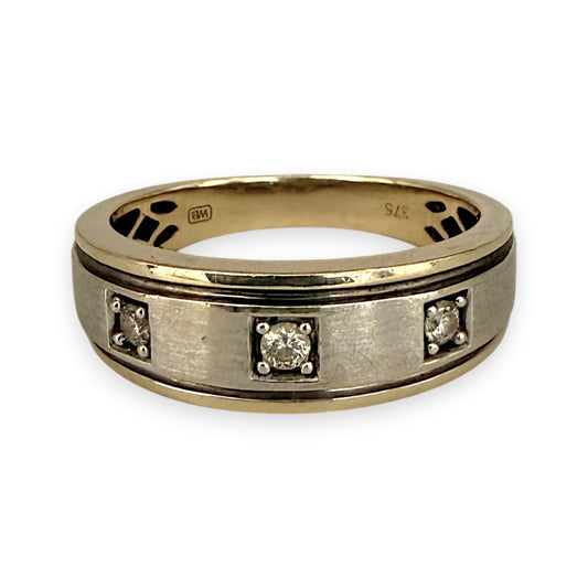 NZGD | 9ct Y/W Gold Dual Aura Diamond Band Ring Size R