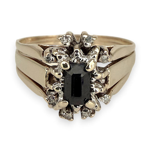NZGD | 9ct Gold Vintage Midnight Sapphire Ring Size P