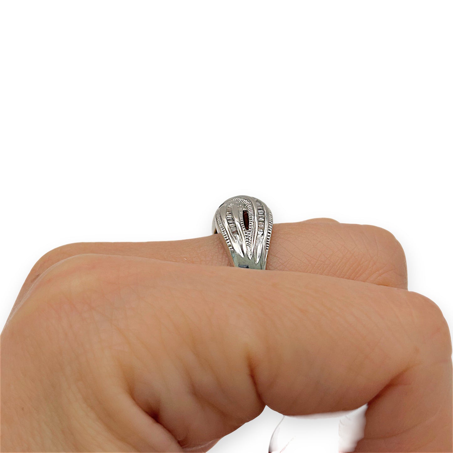 GOLD DEAL | 9kt White Gold Frosted Diamond Weave Ring Valuation $2,300