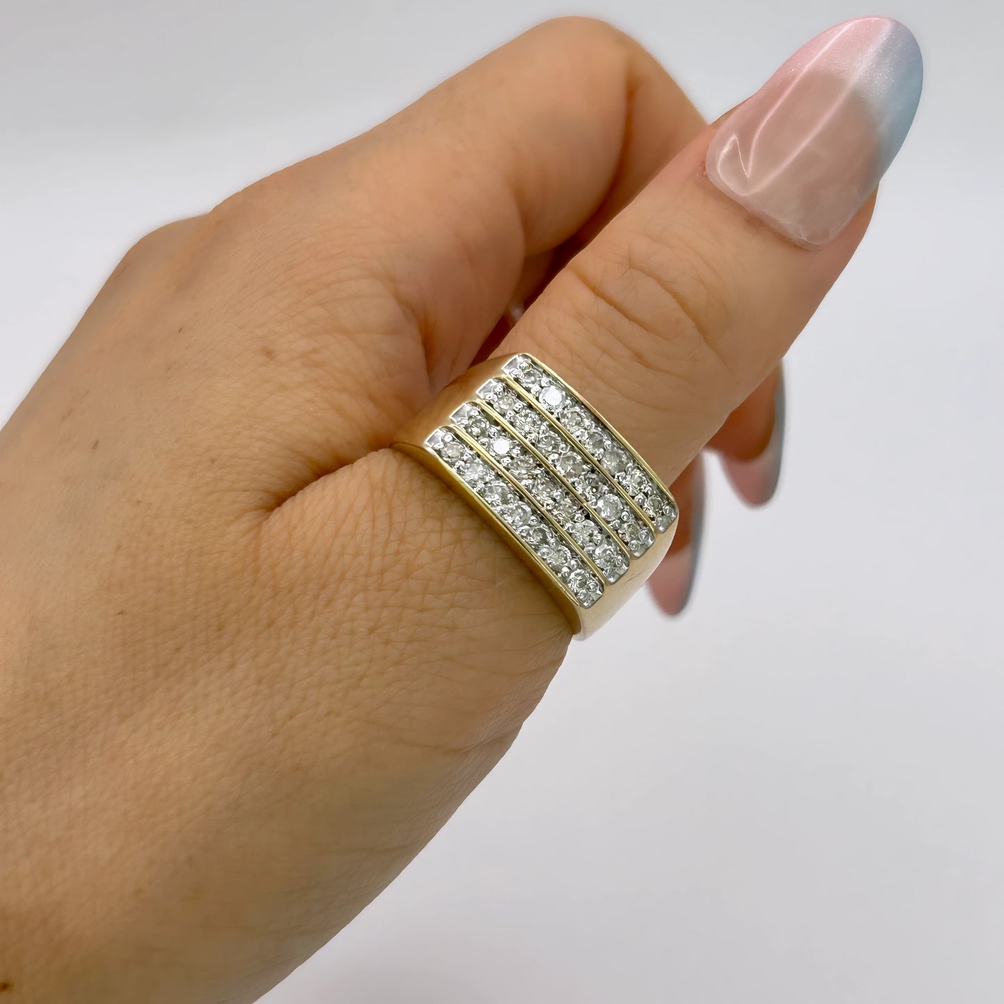 GOLD DEAL | 9kt Gold Radiance Signet Ring with Diamonds TDW 0.85ct.Valuation $4,000