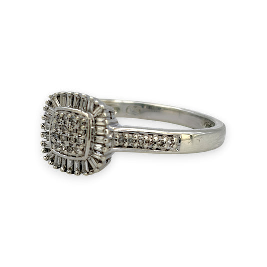 NZGD | 9ct White Gold Celestial Diamond Cluster Ring Size O
