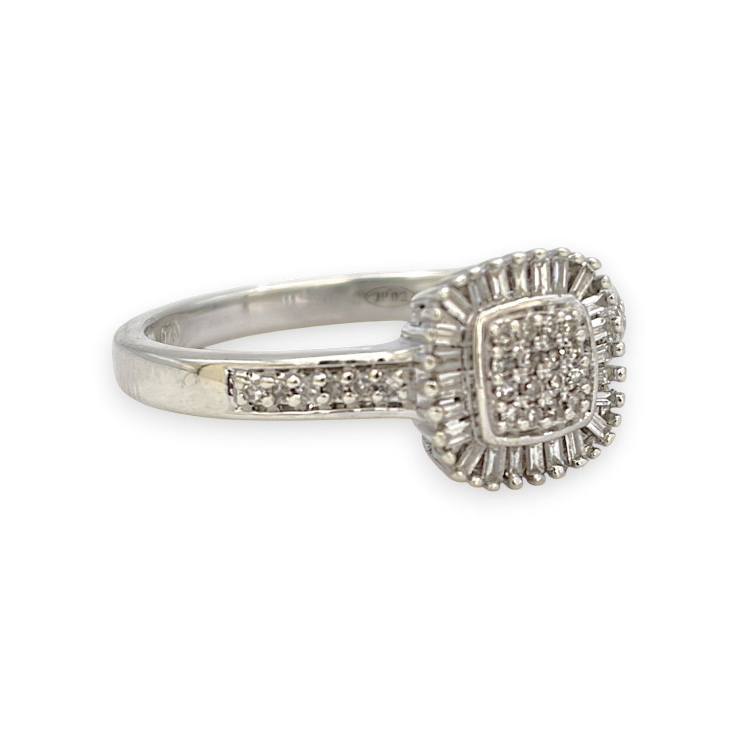NZGD | 9ct White Gold Celestial Diamond Cluster Ring Size O