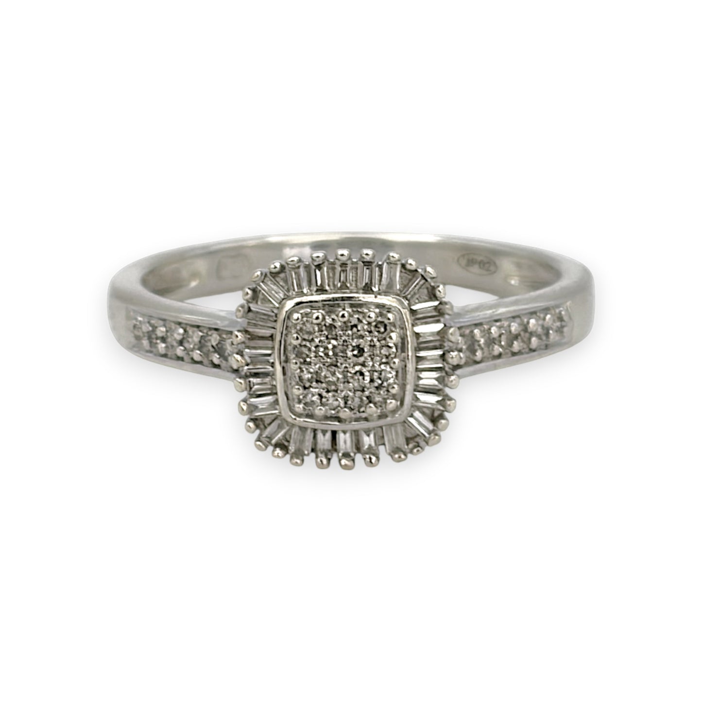 NZGD | 9ct White Gold Celestial Diamond Cluster Ring Size O