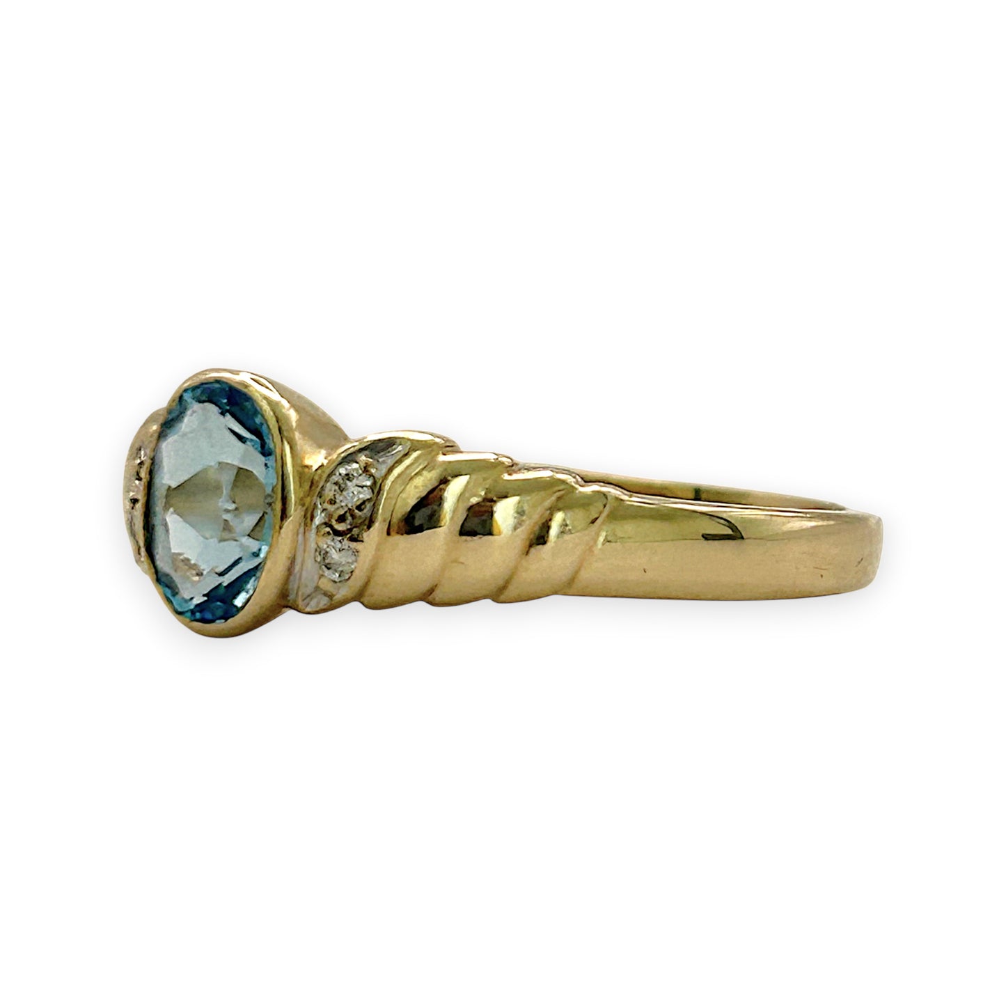 NZGD | 9ct Gold Signature Blue Topaz & Diamond Ring Valuation $1,400