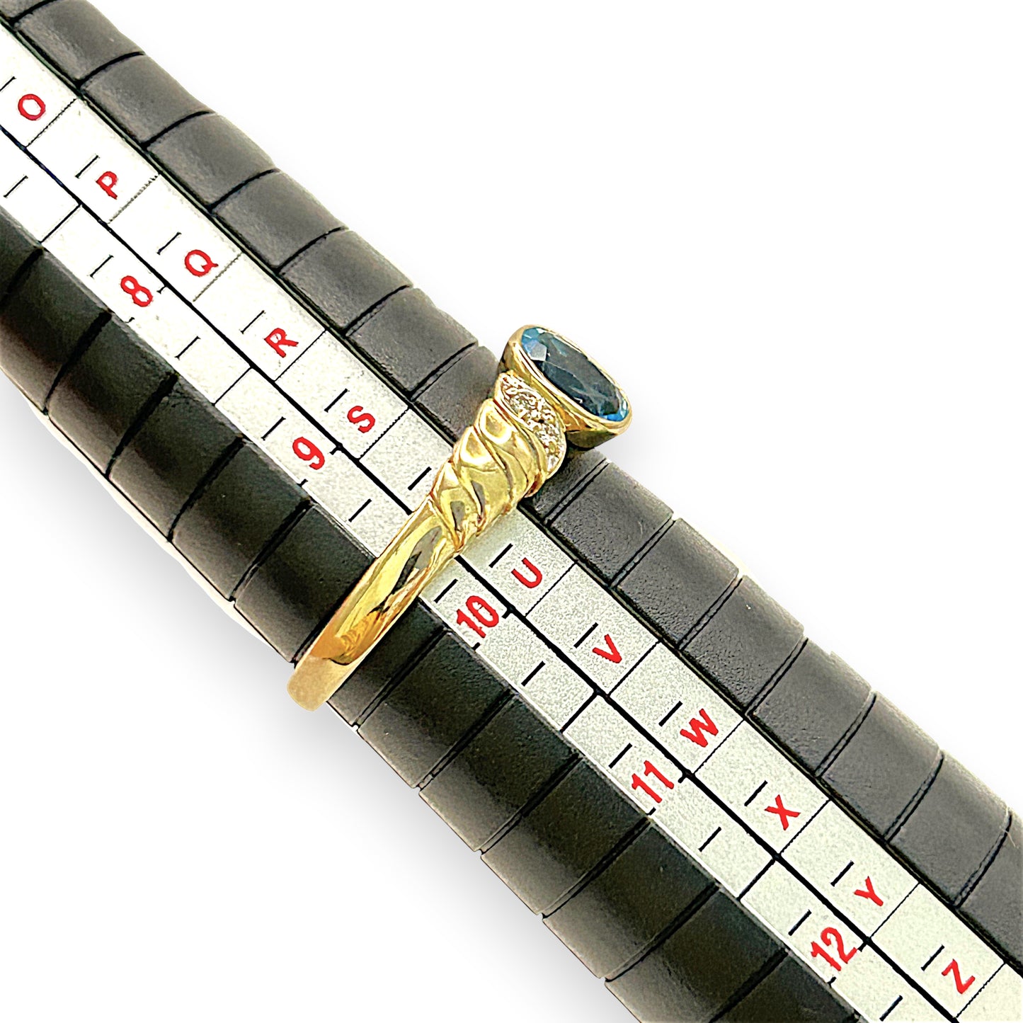 NZGD | 9ct Gold Signature Blue Topaz & Diamond Ring Valuation $1,400