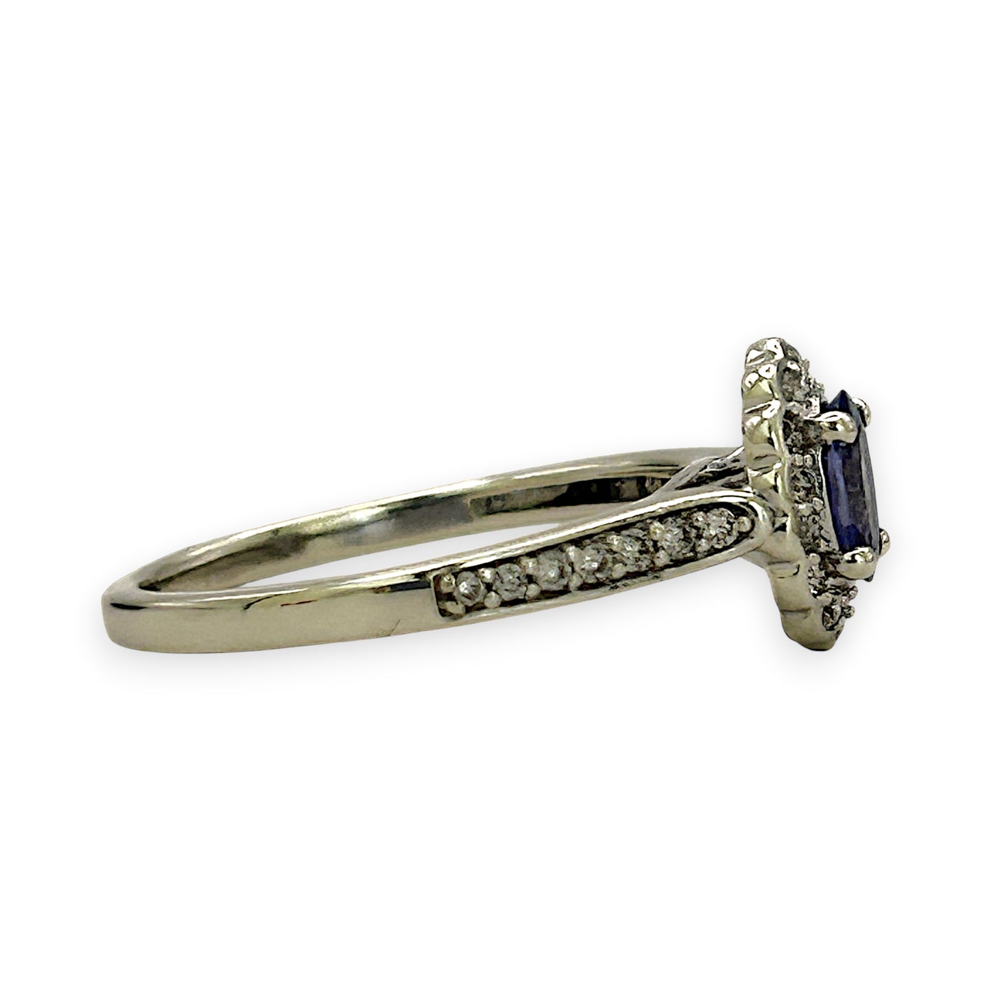NZGD | 9ct White Gold Tanzanite Petal Crown Ring Size N