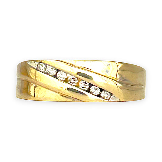 GOLD DEAL | 10ct (10K) Gold Michael Hill Diamond 0.42ct Signet Ring Size X1/2