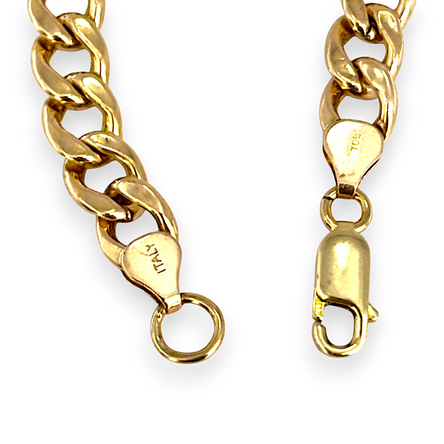 10ct Gold Round Soft Edge Curb Link Bracelet Length 21.50cm, R # 240