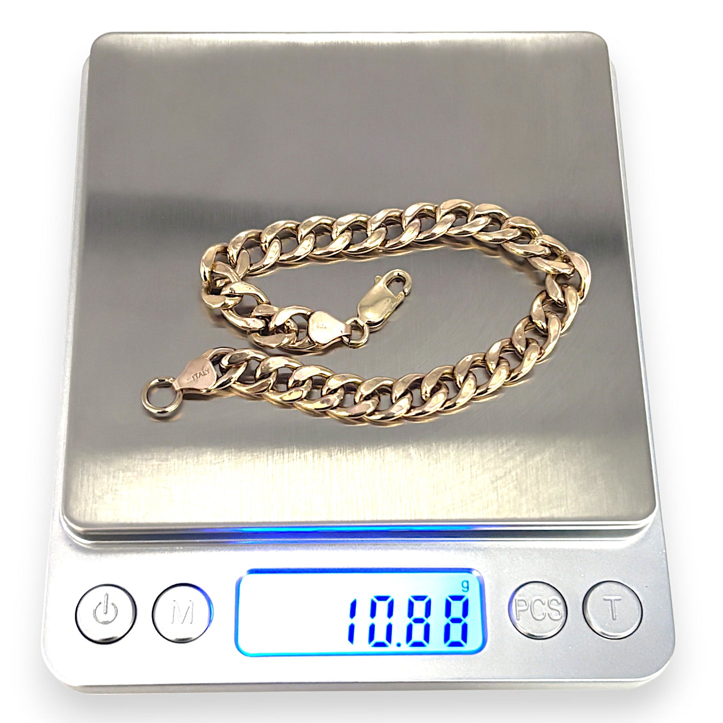 10ct Gold Round Soft Edge Curb Link Bracelet Length 21.50cm, R # 240