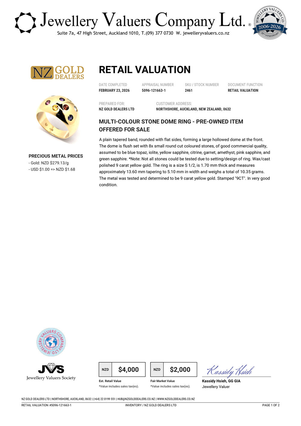 GOLD DEAL | 9kt Gold Celestial Harmony Band Ring Valuation $4,000