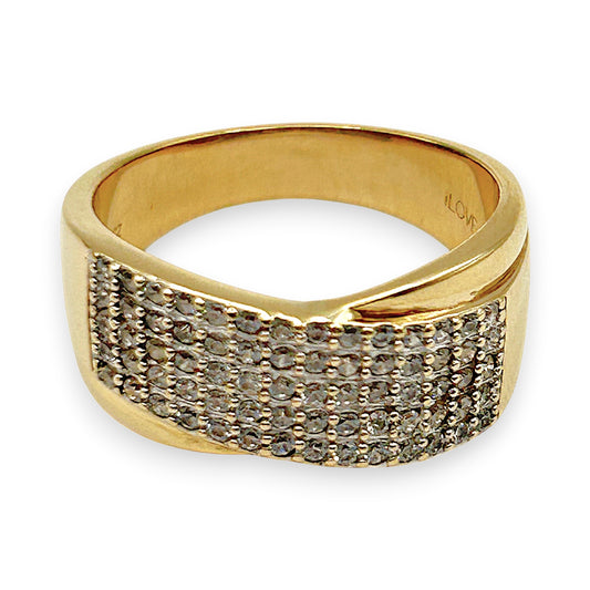 GOLD DEAL | 9kt Gold Swarovski Starlight Wave Ring Valuation $1,750