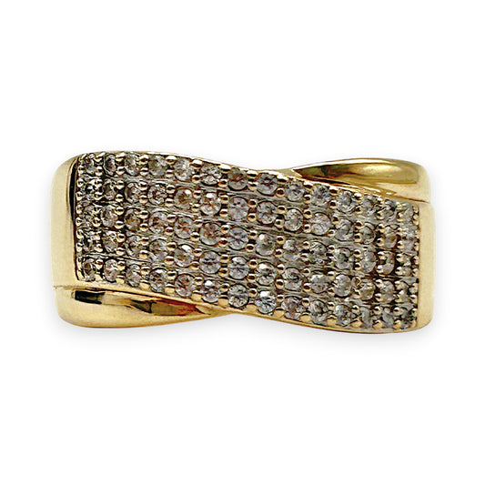GOLD DEAL | 9kt Gold Swarovski Starlight Wave Ring Valuation $1,750