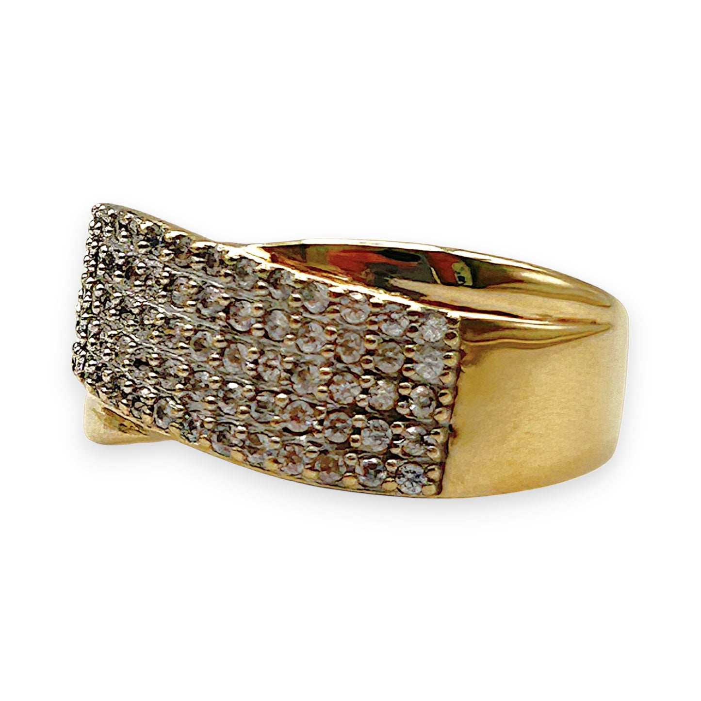 GOLD DEAL | 9kt Gold Swarovski Starlight Wave Ring Valuation $1,750