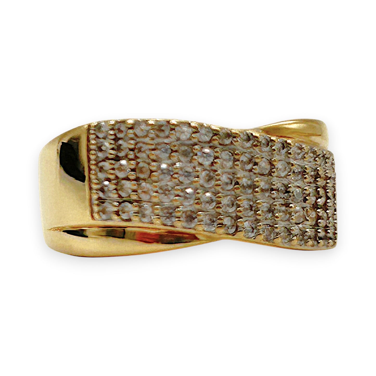 GOLD DEAL | 9kt Gold Swarovski Starlight Wave Ring Valuation $1,750