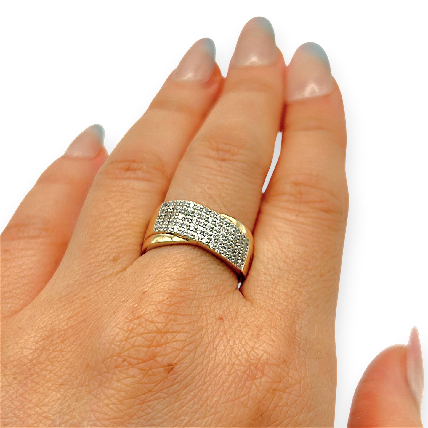 GOLD DEAL | 9kt Gold Swarovski Starlight Wave Ring Valuation $1,750