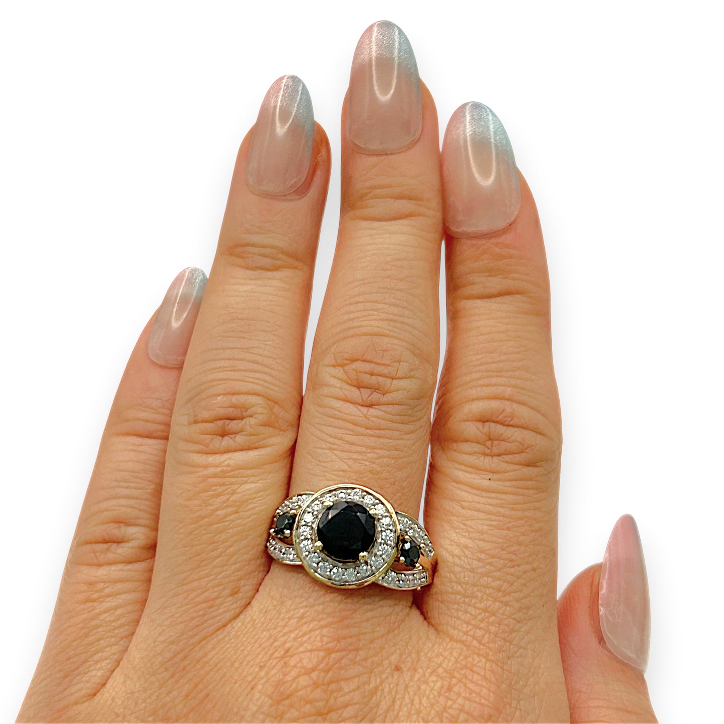 GOLD DEAL | 9kt Gold Noir Halo Elegance Ring Size S