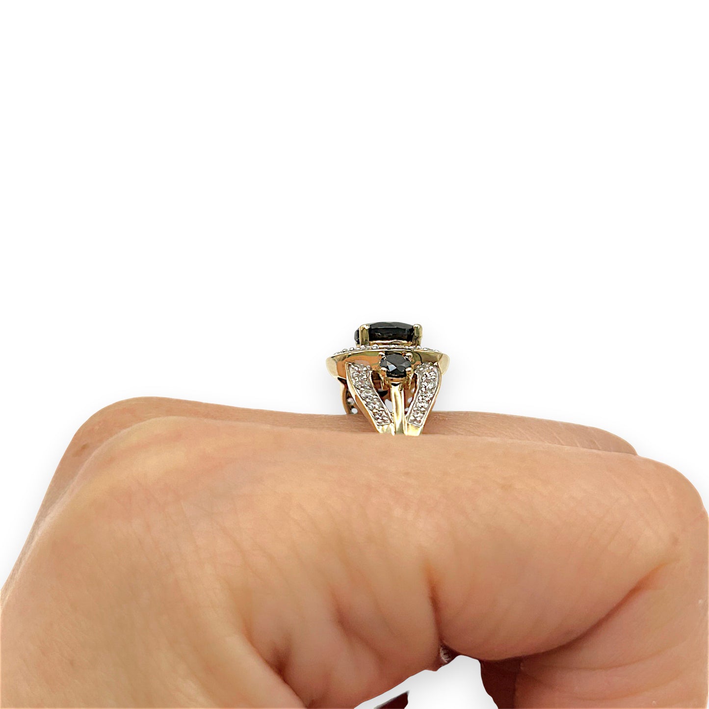 GOLD DEAL | 9kt Gold Noir Halo Elegance Ring Size S