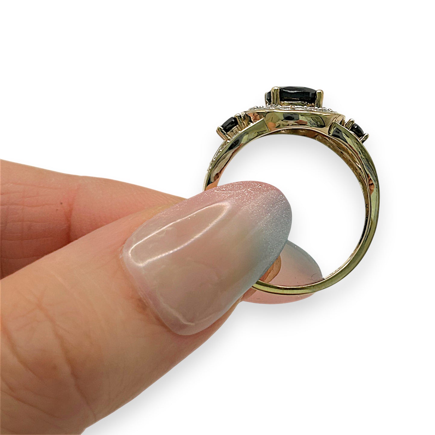 GOLD DEAL | 9kt Gold Noir Halo Elegance Ring Size S