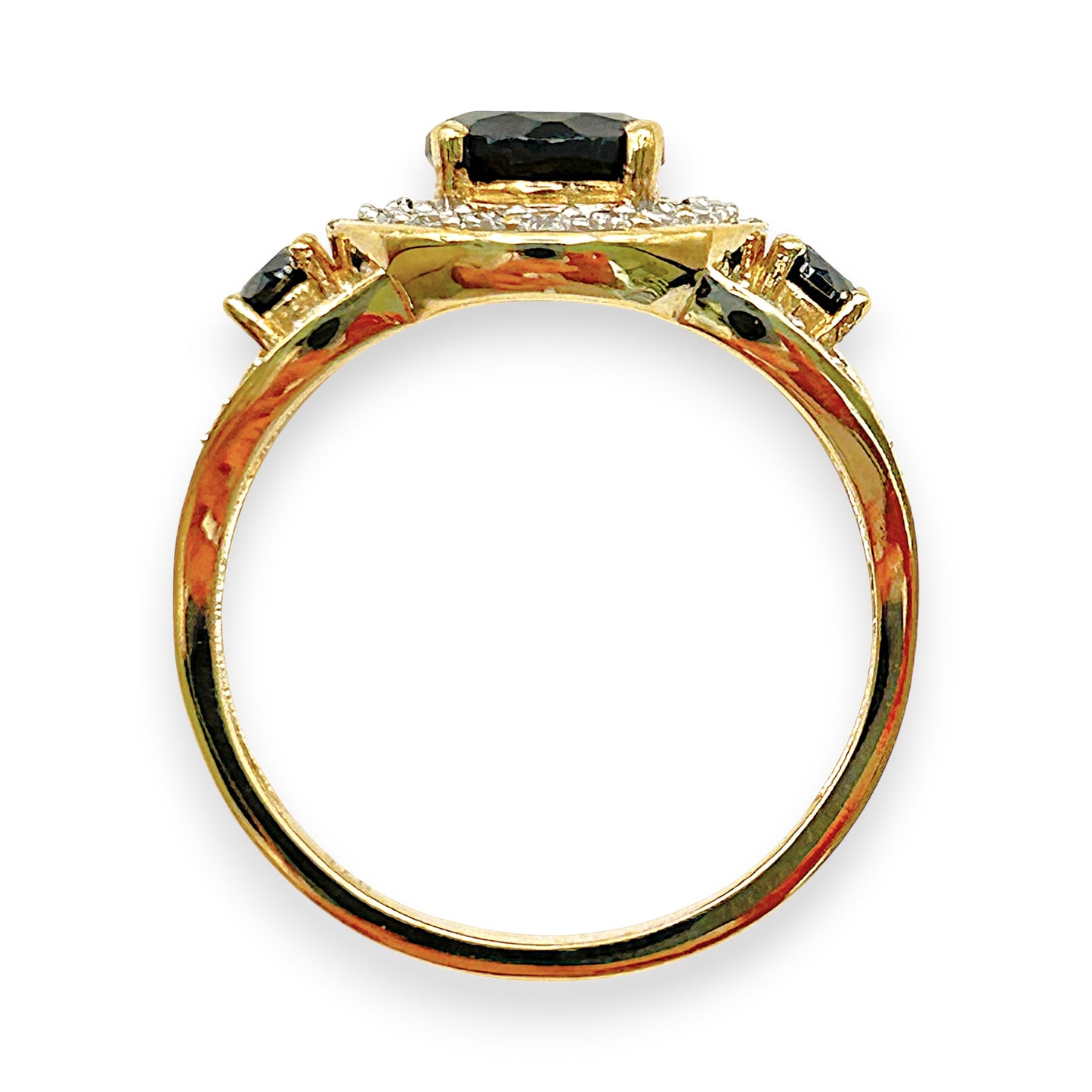 GOLD DEAL | 9kt Gold Noir Halo Elegance Ring Size S