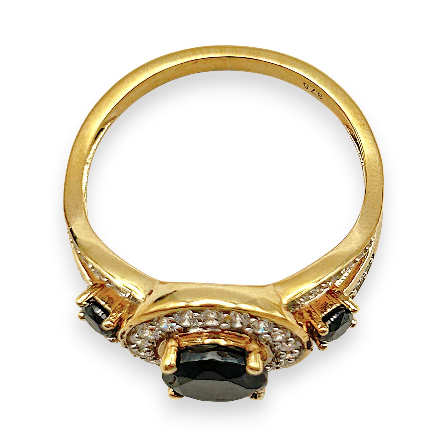GOLD DEAL | 9kt Gold Noir Halo Elegance Ring Size S