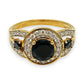 GOLD DEAL | 9kt Gold Noir Halo Elegance Ring Size S