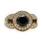 GOLD DEAL | 9kt Gold Noir Halo Elegance Ring Size S