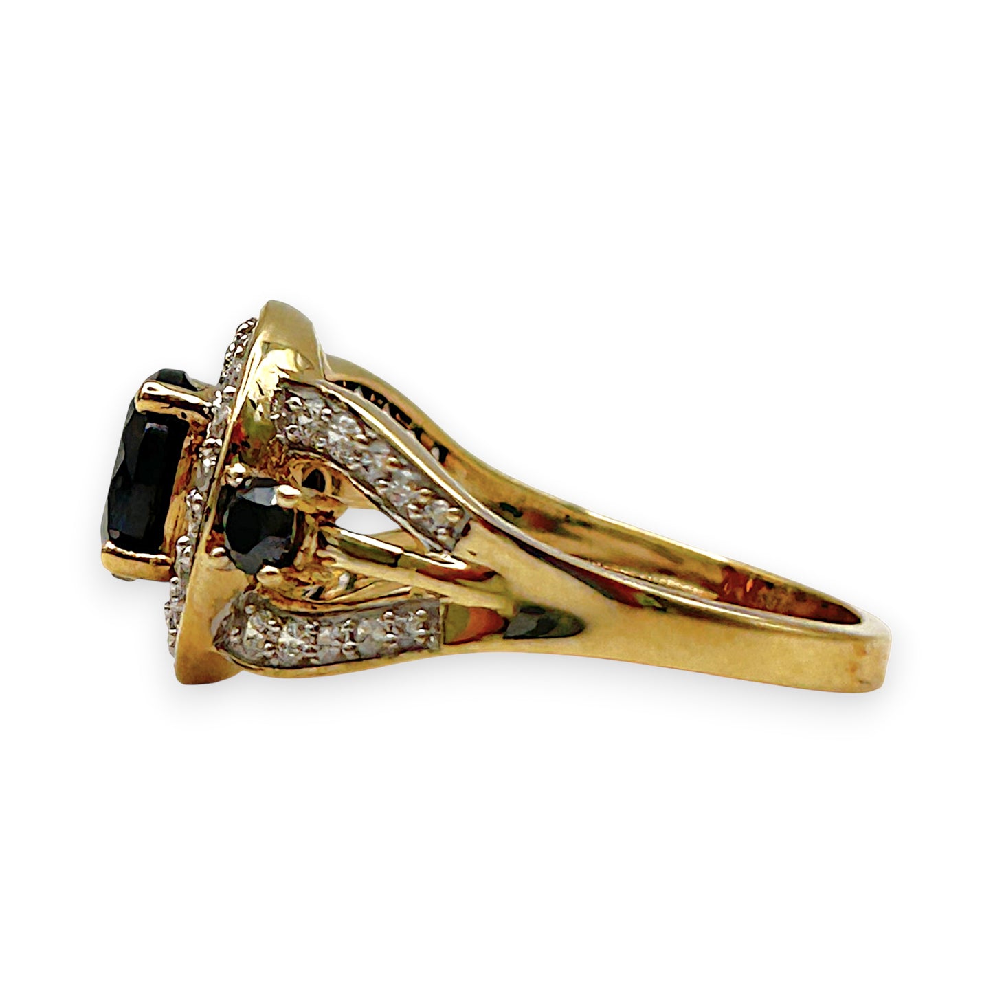 GOLD DEAL | 9kt Gold Noir Halo Elegance Ring Size S