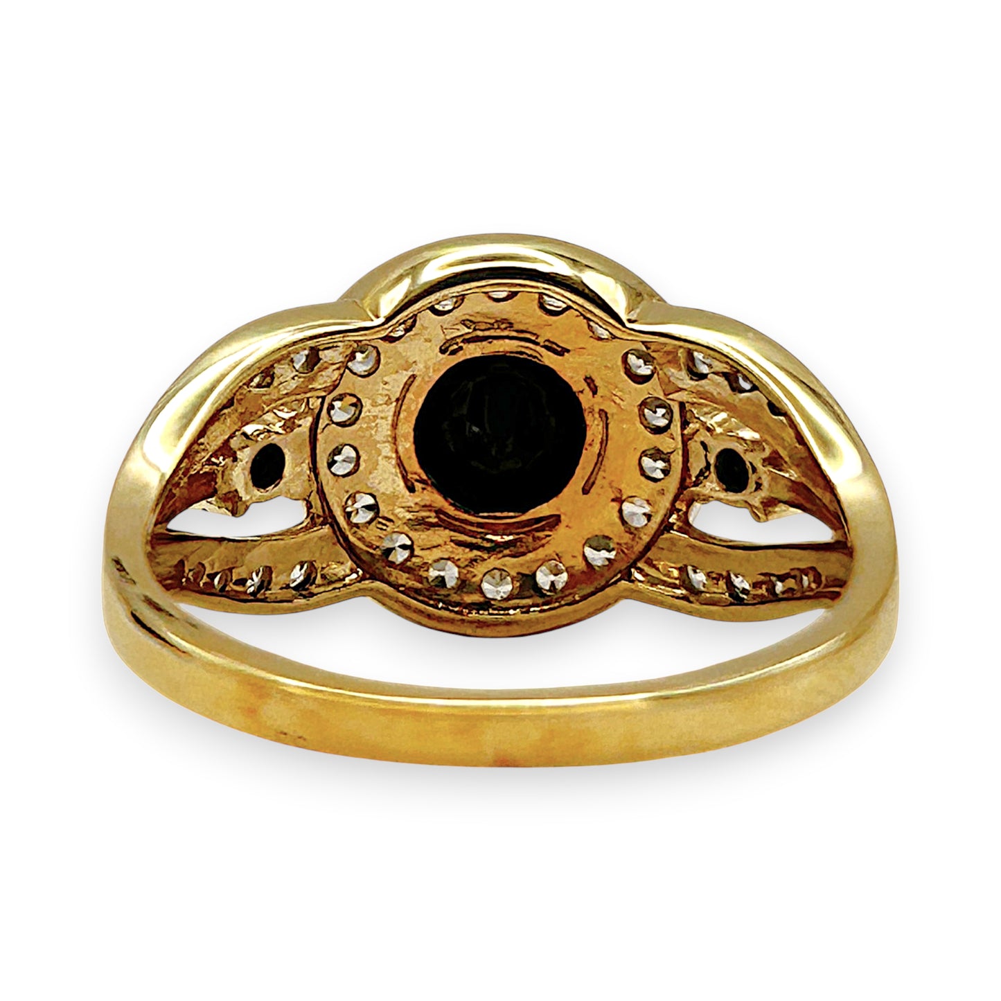 GOLD DEAL | 9kt Gold Noir Halo Elegance Ring Size S