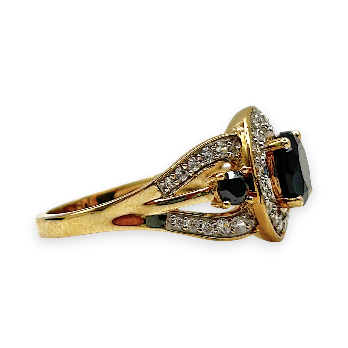 GOLD DEAL | 9kt Gold Noir Halo Elegance Ring Size S