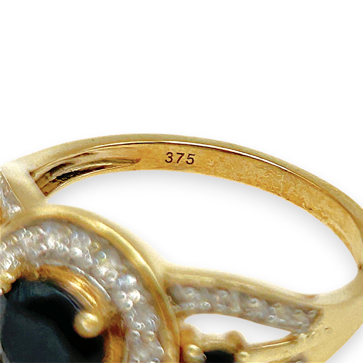 GOLD DEAL | 9kt Gold Noir Halo Elegance Ring Size S
