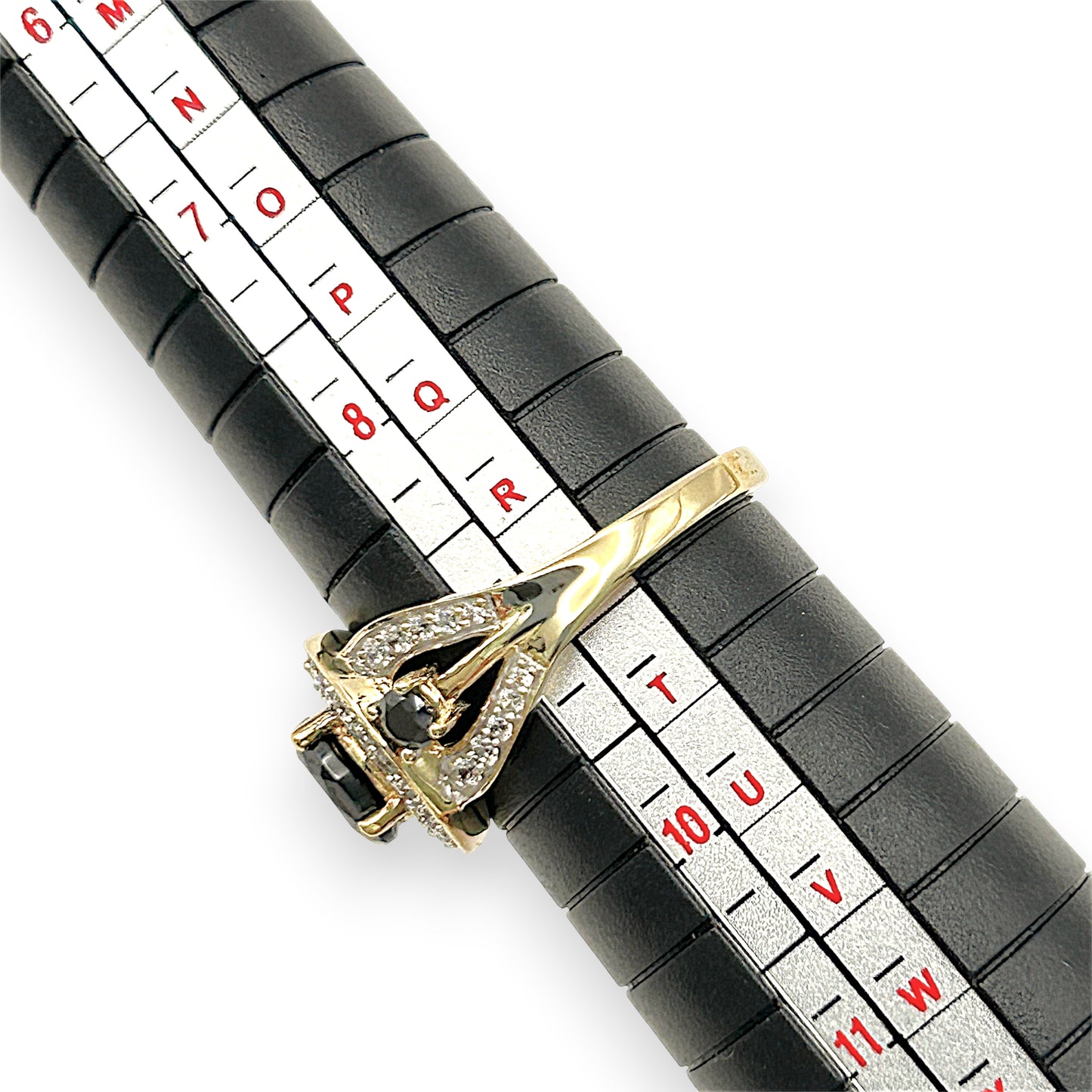 GOLD DEAL | 9kt Gold Noir Halo Elegance Ring Size S