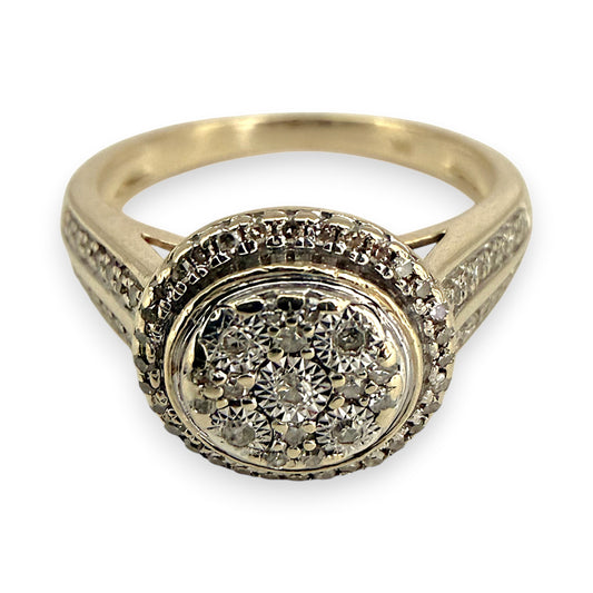 NZGD | 9ct Gold Halo of Morning Light Ring Size O