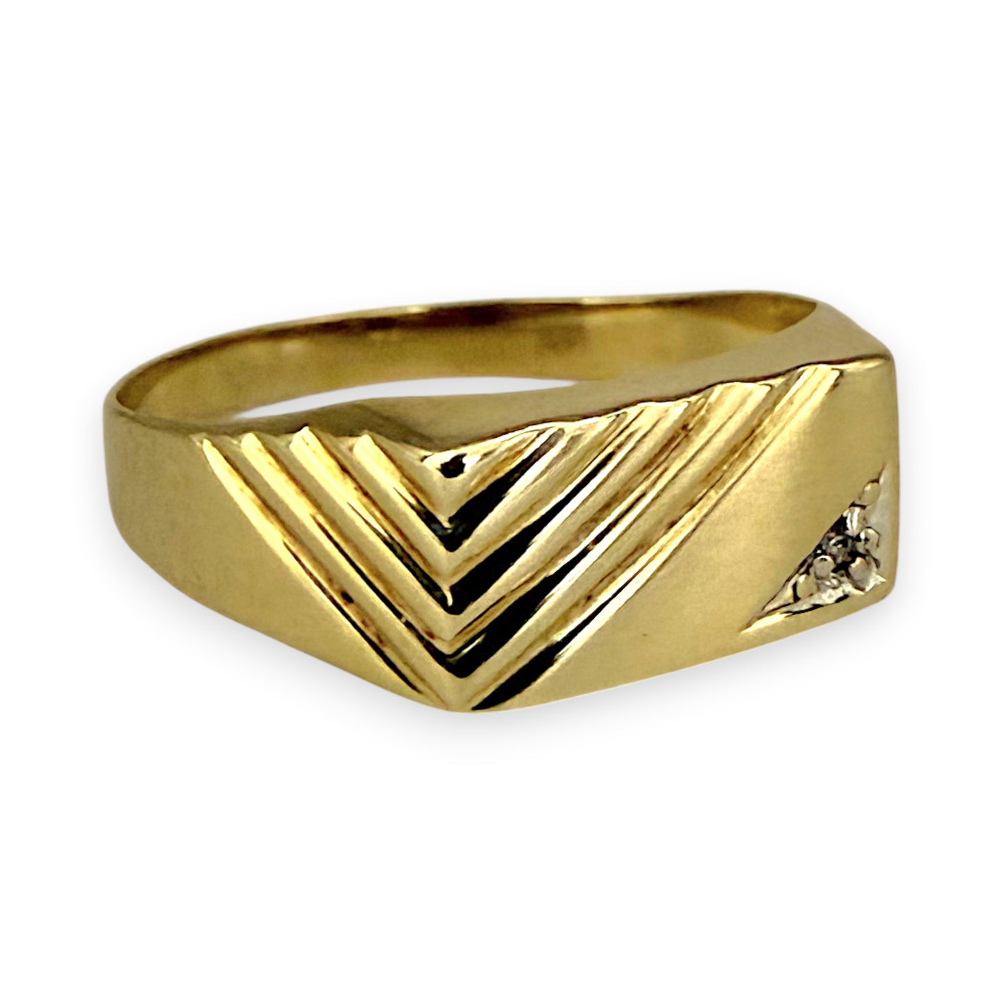 NZGD| 9ct Gold Minimalist Diamond Band Ring Size U