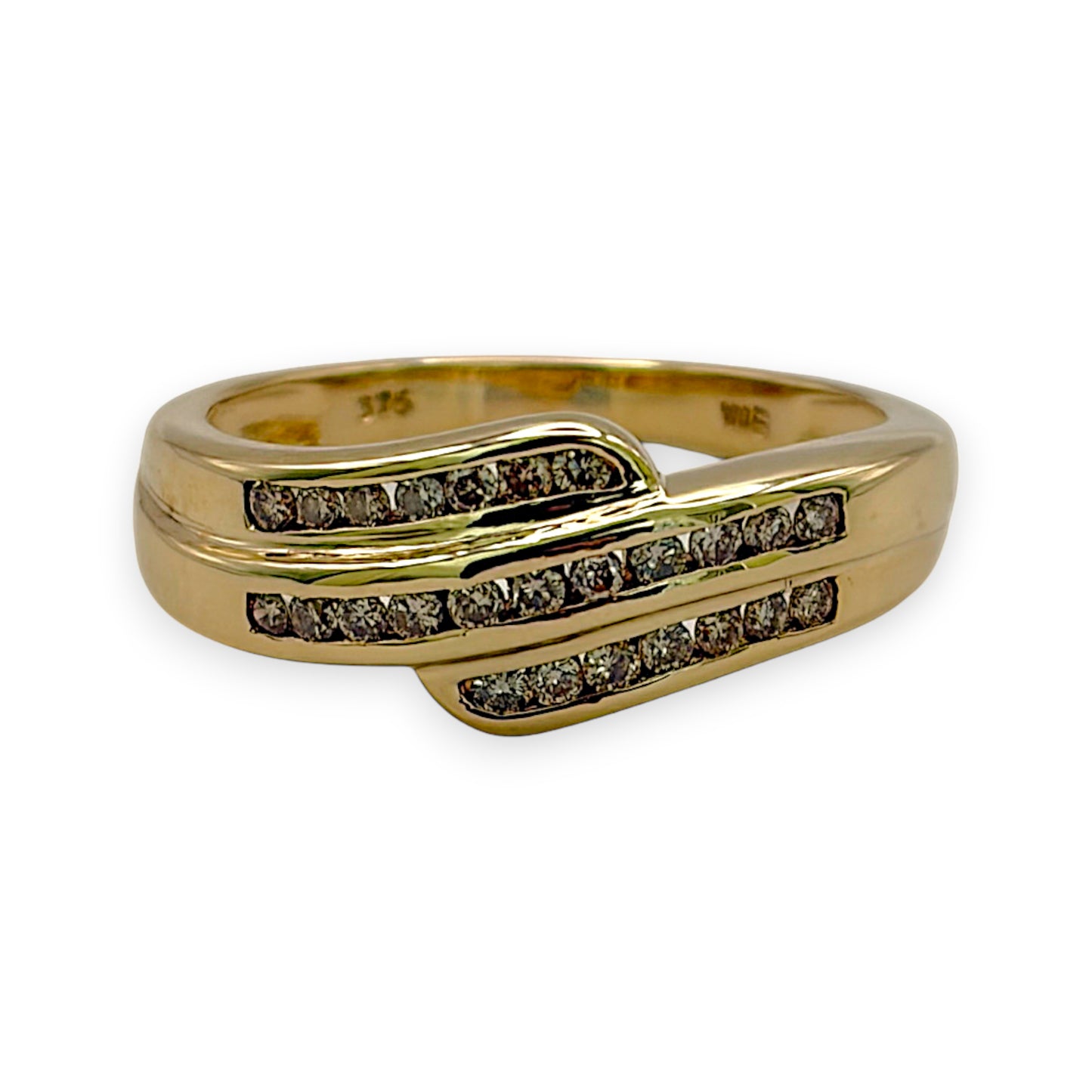 NZGD| 9ct Gold Aurelia Crossover Ring Size M