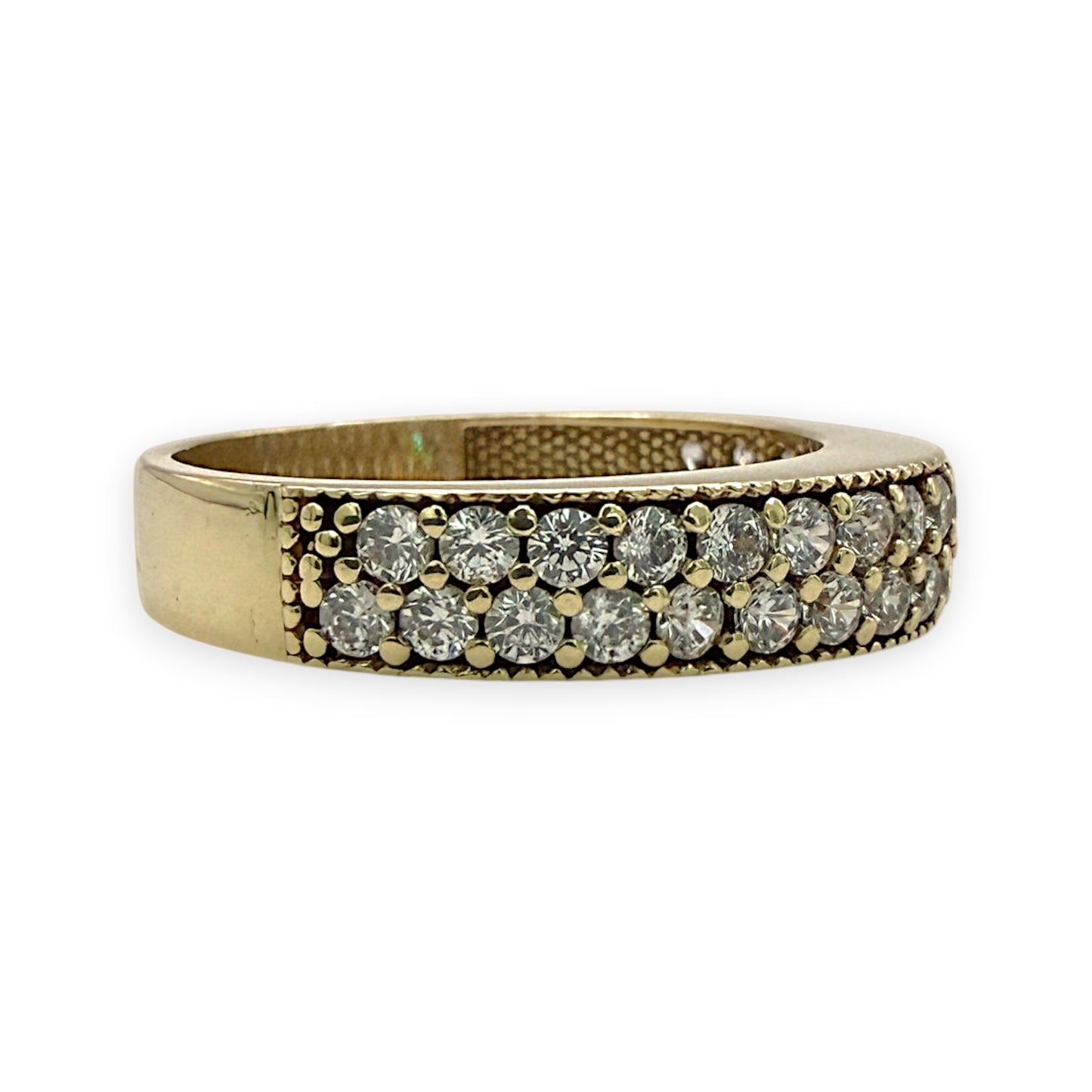 NZGD | 9ct Gold Two‑Row Brilliant Stone Elegance Ring Size N
