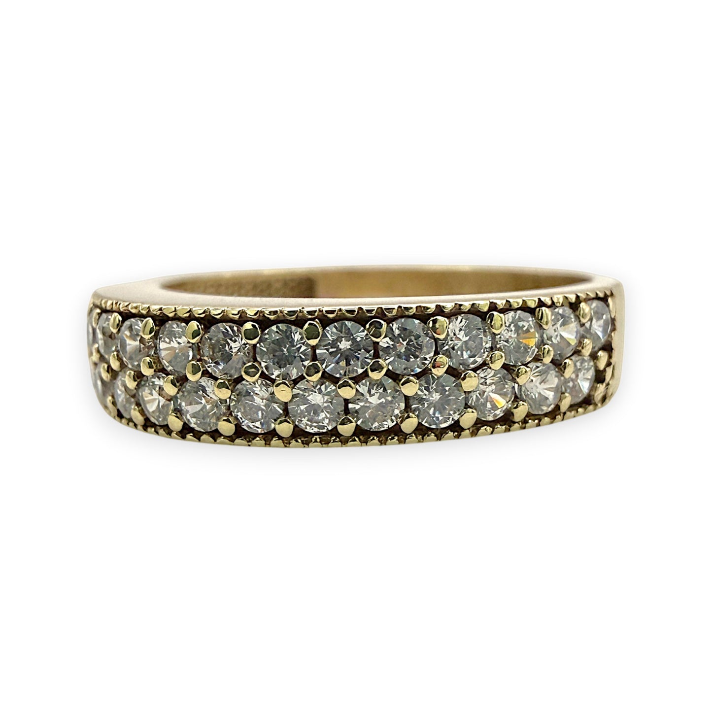 NZGD | 9ct Gold Two‑Row Brilliant Stone Elegance Ring Size N