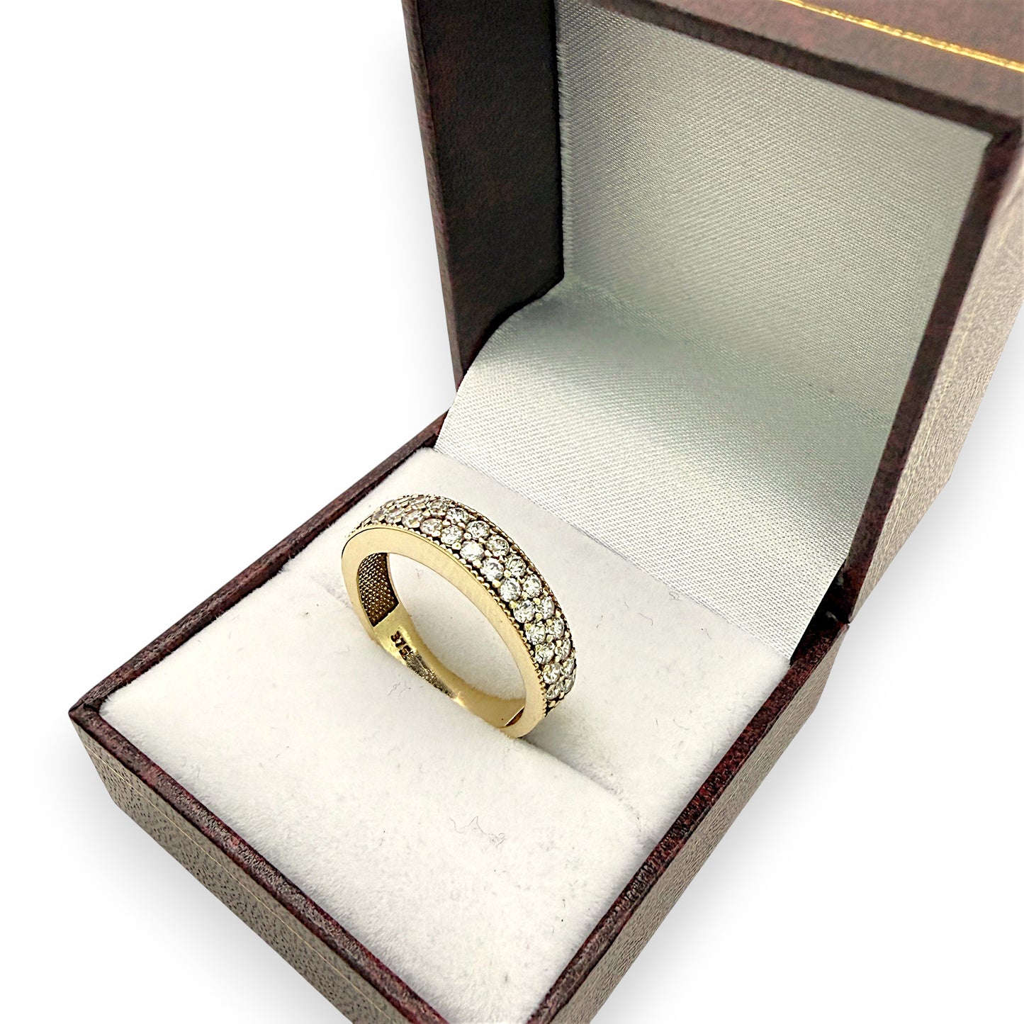NZGD | 9ct Gold Two‑Row Brilliant Stone Elegance Ring Size N