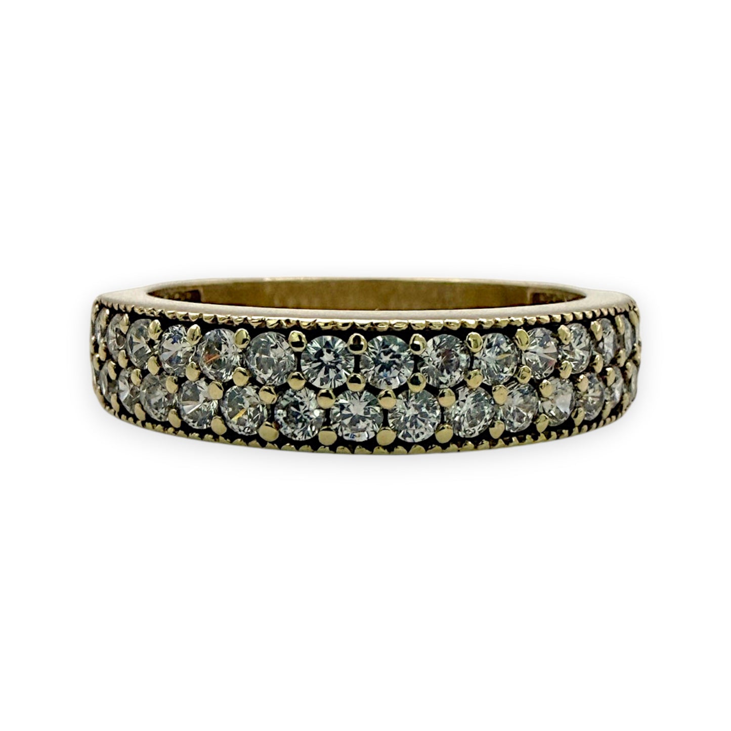NZGD | 9ct Gold Two‑Row Brilliant Stone Elegance Ring Size N