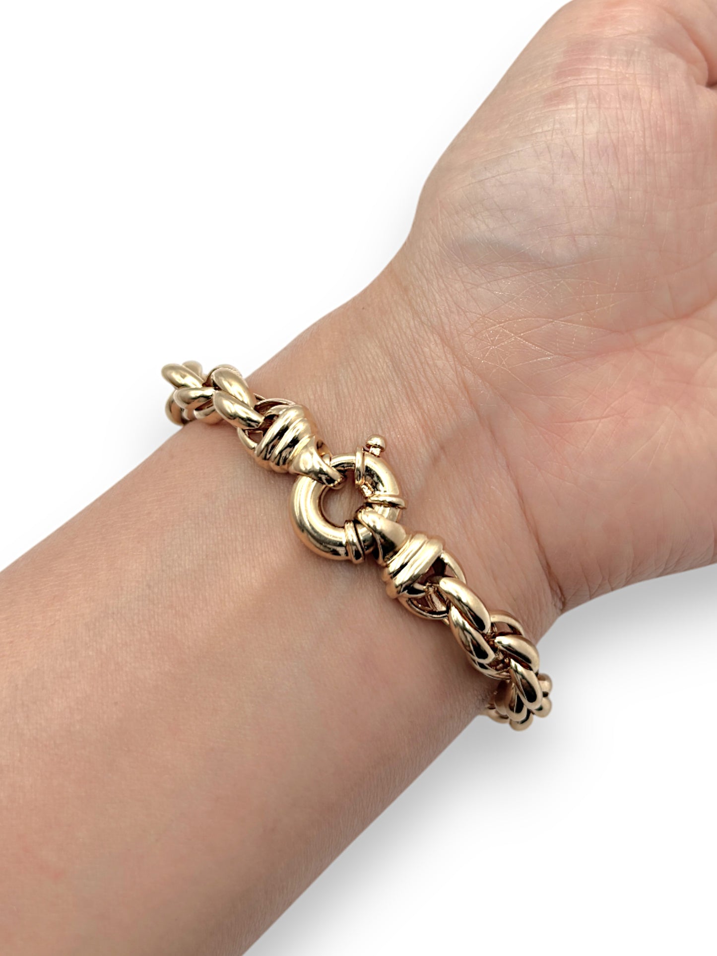 9ct Gold Roller Curb Bracelet 20cm long. Valuation $4,920. R # 253