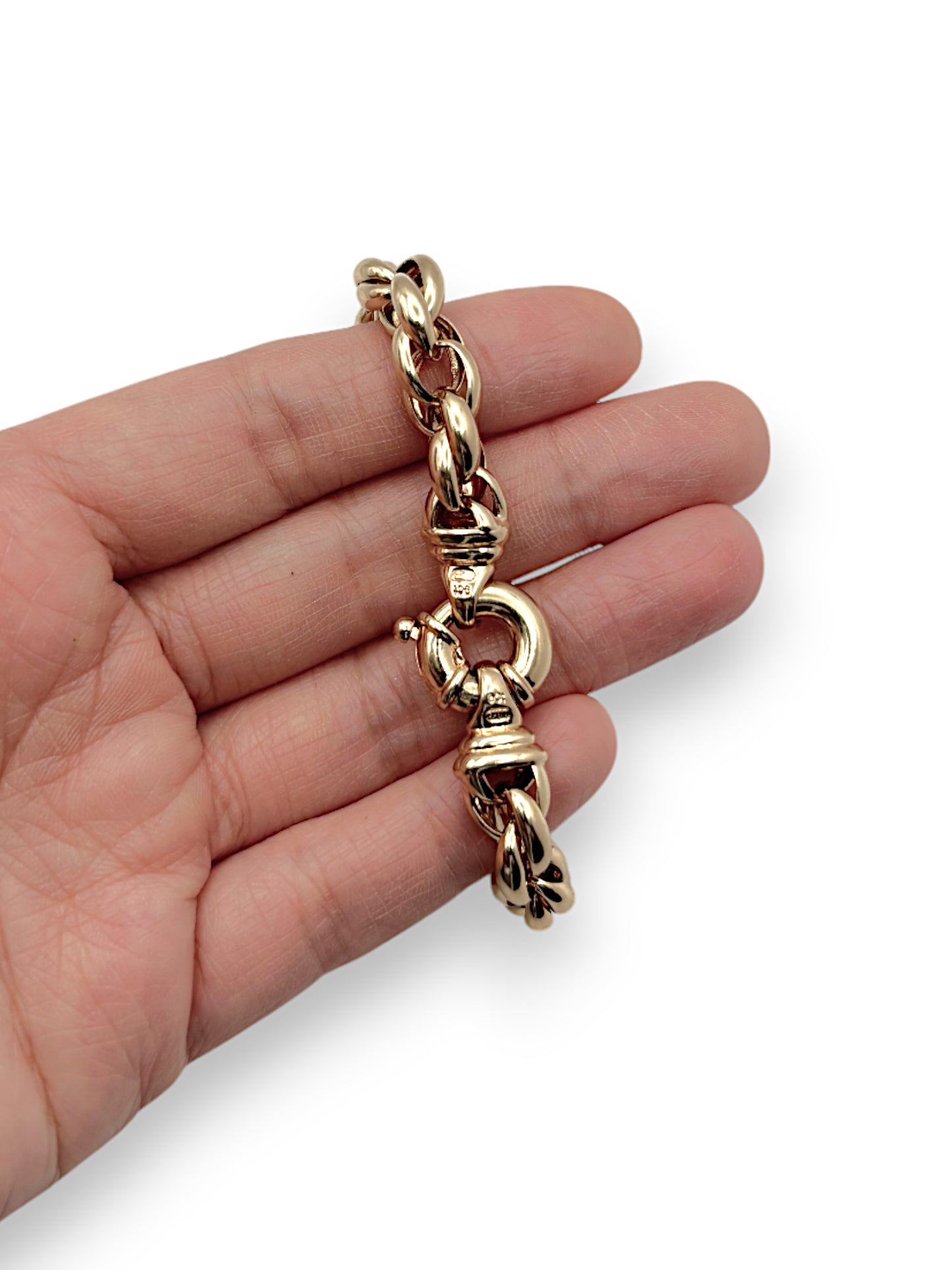 9ct Gold Roller Curb Bracelet 20cm long. Valuation $4,920. R # 253