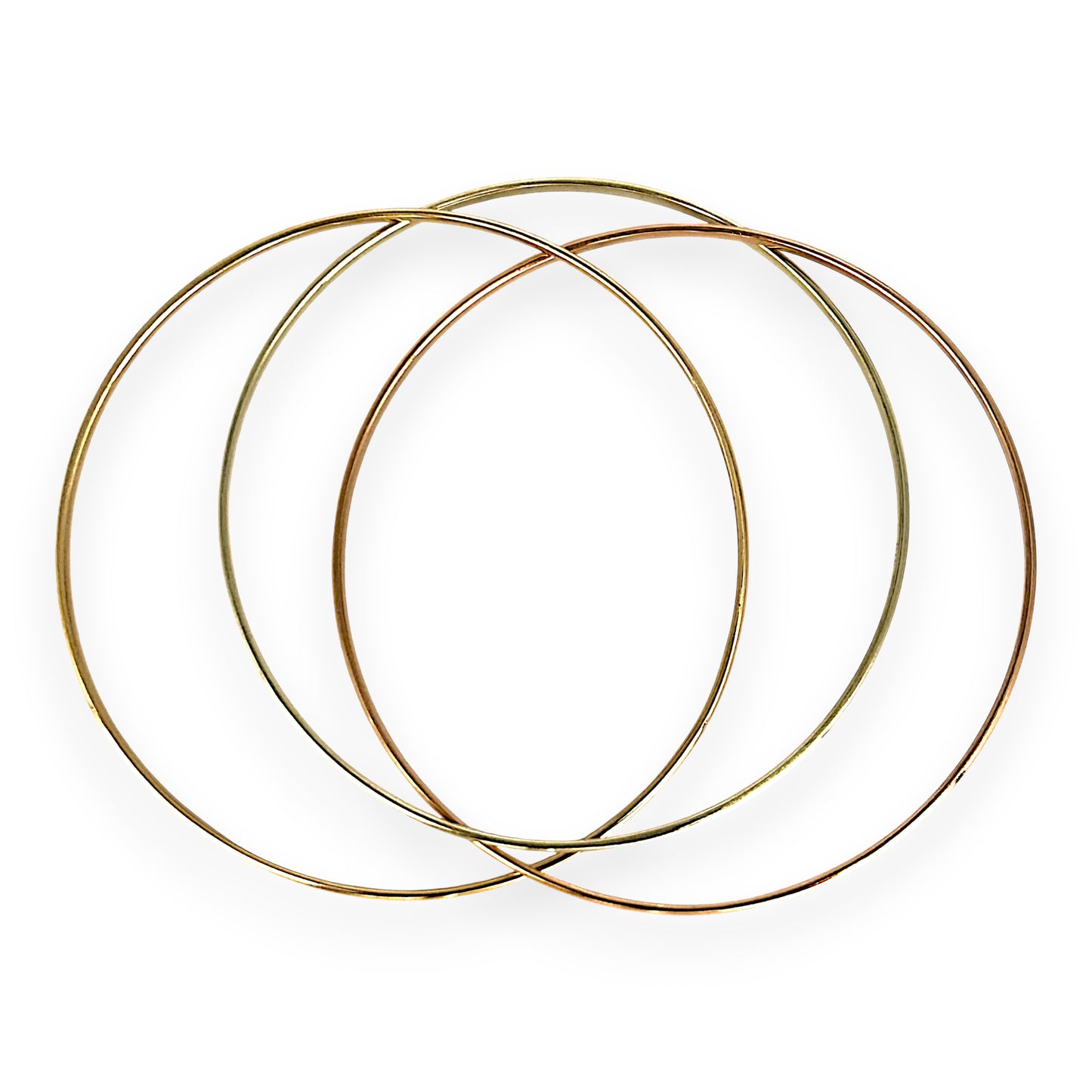 NZGD | 9ct Y/W/R Gold Triluna Harmony Bangle Set-Refurbished, 65.2mm