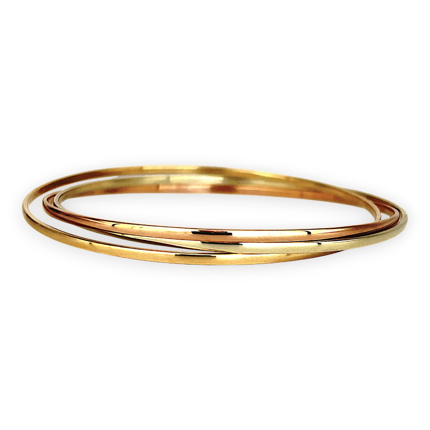 NZGD | 9ct Y/W/R Gold Triluna Harmony Bangle Set-Refurbished, 65.2mm