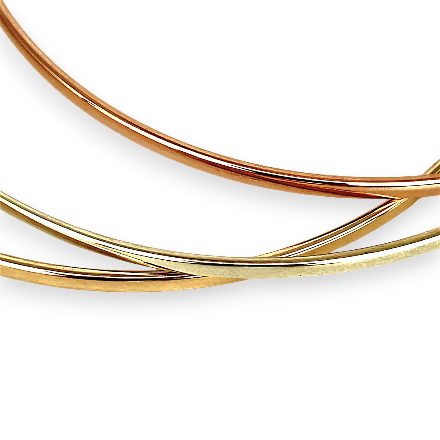 NZGD | 9ct Y/W/R Gold Triluna Harmony Bangle Set-Refurbished, 65.2mm