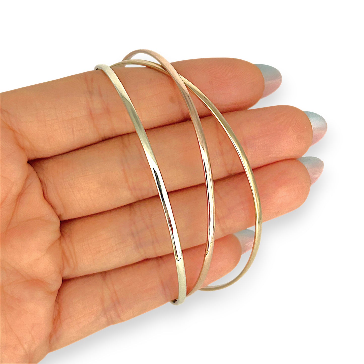 NZGD | 9ct Y/W/R Gold Triluna Harmony Bangle Set-Refurbished, 65.2mm